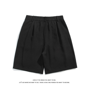 极简风黑色西装短裤女宽松腰带装饰垂坠感直筒裤子DK8495-特价P32图片