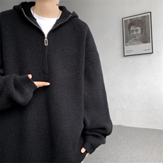 8XL-M毛衣男特大码宽松潮牌慵懒风痞帅连帽套头针织衫MY1509/P75，男装针织衫/毛衣，电商B238