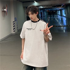 C362-P322024夏季新款撞色条纹短袖t恤男潮牌宽松半袖上衣现货，男装T恤，星座512-6
