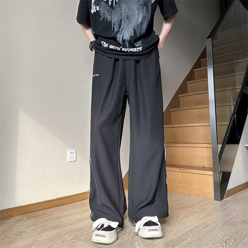 美式oversize裤子男宽松休闲垂坠条纹阔腿裤A084-P39,男装休闲裤,星座1001-1