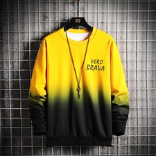 春季新款潮男日系港风时尚渐变卫衣青少年学生圆领卫衣W555-P30，男装卫衣，电商A128