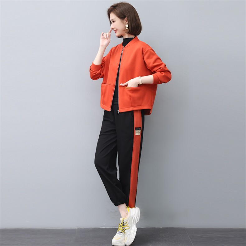 2022冬季新款时尚休闲加绒套装女宽松显瘦保暖两件套,女装套装/套裙,依恋蒂丝