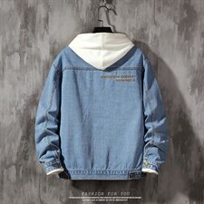春秋青年男士个性字母刺绣潮外套男士港风宽松牛仔夹克JK098-P65，男装夹克，电商A128