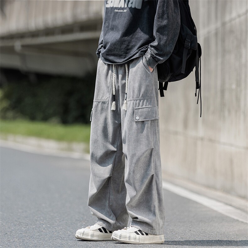 灯芯绒休闲工装裤男2025秋季新款宽松百搭直筒裤子-A2236TP45控79图片