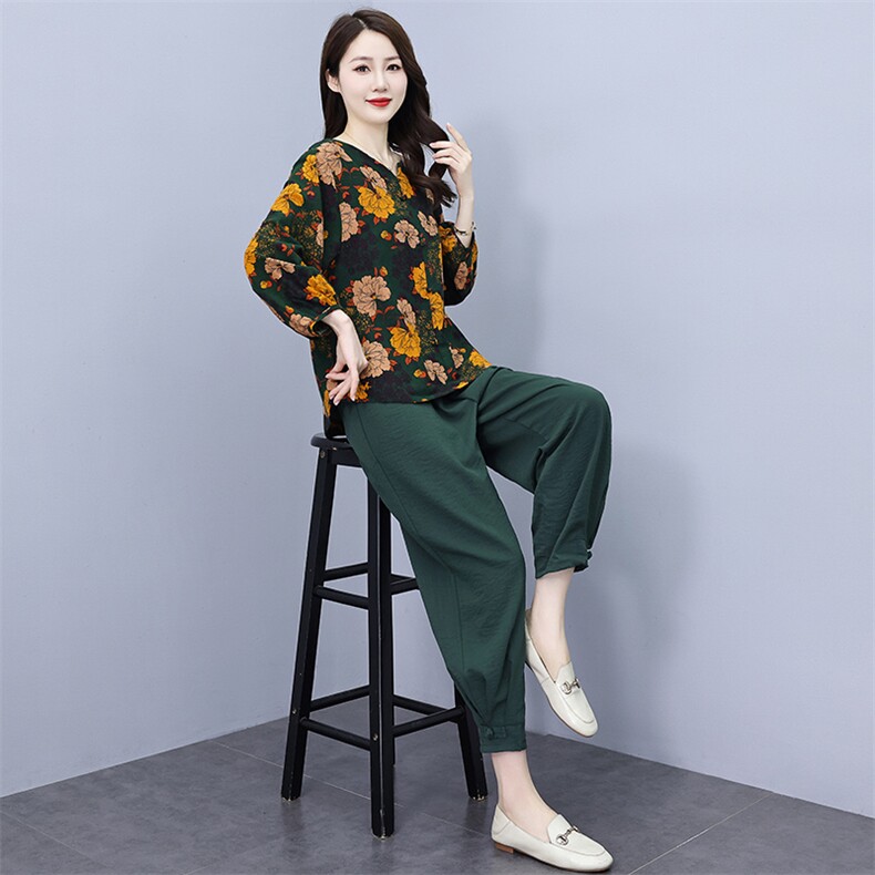 高端棉麻套装2023秋季新款高级时尚气质两件套,女装套装/套裙,魅影