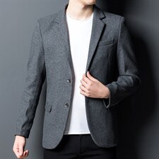 男西装2023春季新款商务休闲纯色西服宽松春秋中青年爸爸装外套图片