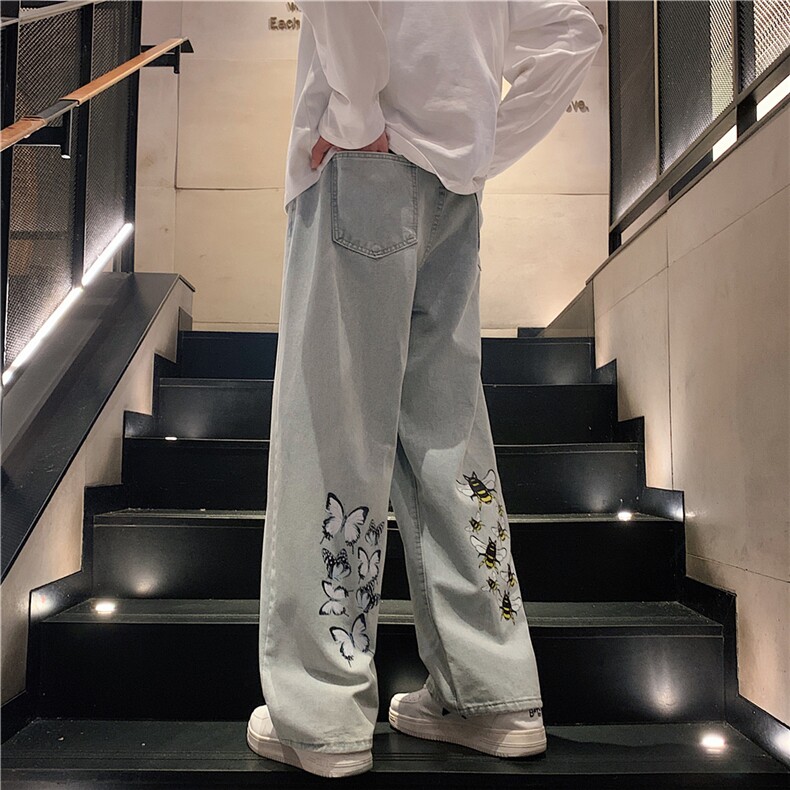 k1009-p55-控78M-5XL拉链拼色黄泥在高阶宽松大码牛仔裤cityboy,男装牛仔裤,星座116