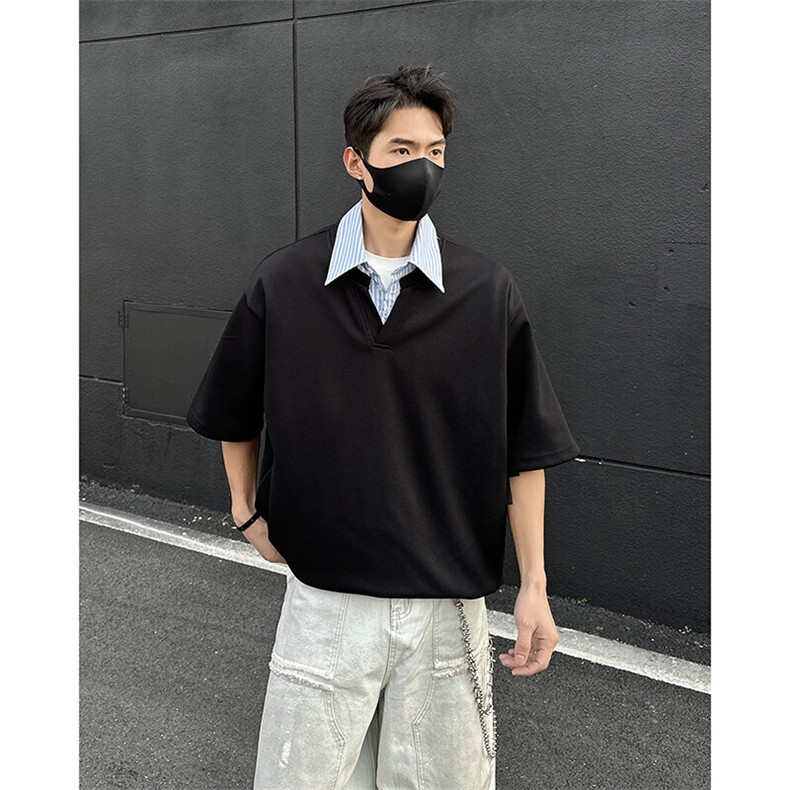 【现货】T1009-P30特控58大码衬衫V领短袖,男装T恤,电商D232