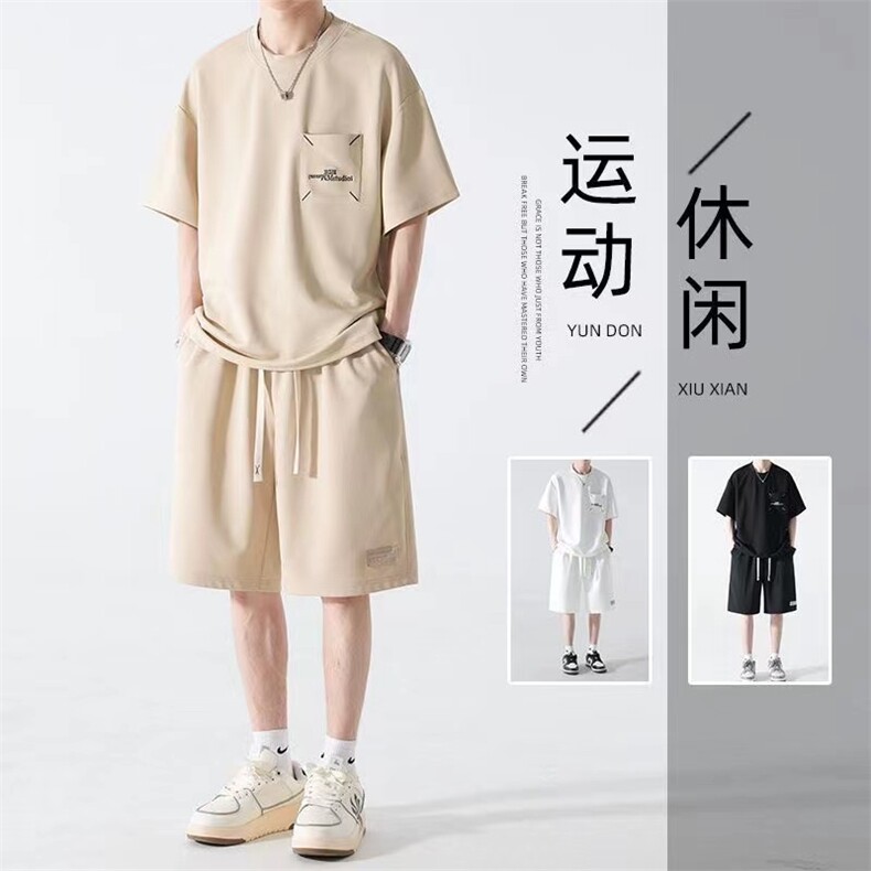 抖音夏季高品质刺绣套装男女潮流运动二件套TZ911P75,男装休闲套装,星座1602（原101B）