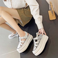 真皮罗马凉鞋女2024夏新款外穿厚底镂空猪笼鞋女内增高凉鞋小白鞋，女鞋凉鞋，电商A223