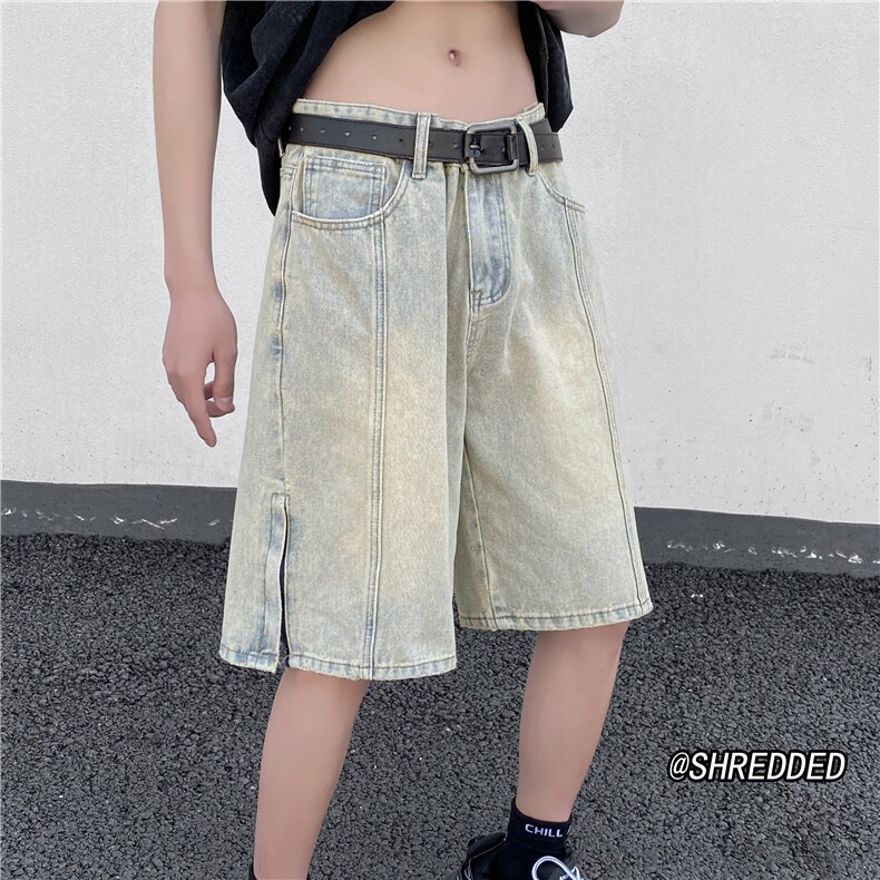 夏季新款泥巴黄牛仔短裤高街百搭休闲五分裤B315-K23219-p45控58图片