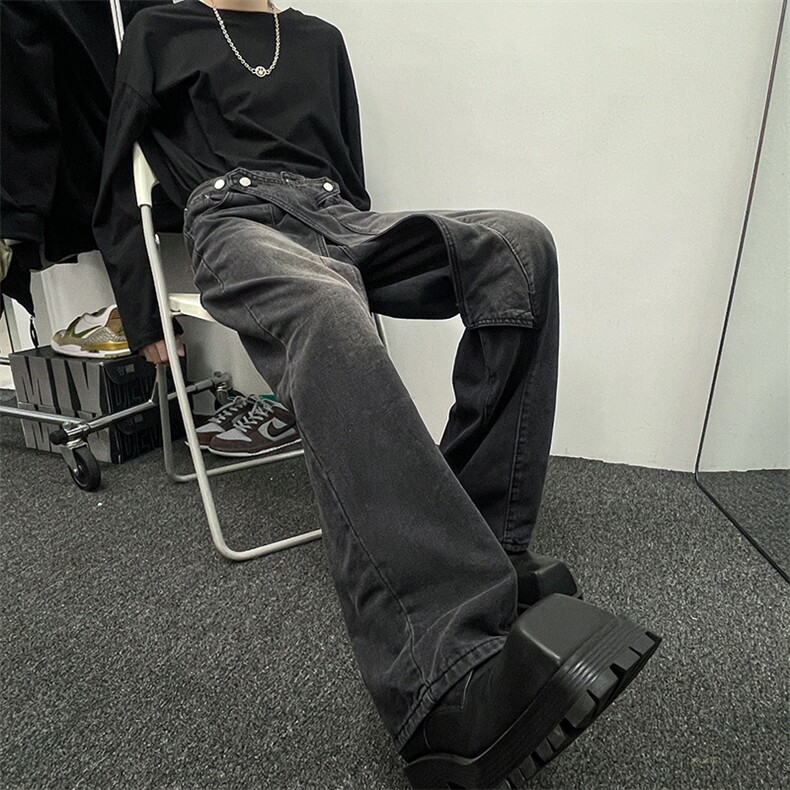 美式高级感拼接重磅牛仔裤男女高街阔腿百搭长裤N01566-P58,男装牛仔裤,星座308B-1
