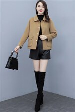 2021秋季时尚简约大方气质优雅高支纯羊毛短款双面羊绒品质外套，女装双面呢大衣，媚琳依坊