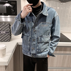 秋季新款牛仔衣男士韩版修身网红同款牛仔外套潮牌工装夹克上衣，男装工装外套，电商A327