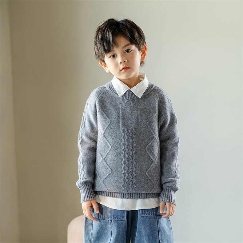 时尚保暖儿童羊毛衫秋冬新款舒适针织衫经典百搭设计，童装儿童羊毛衫，暖钟情羊绒