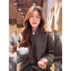 重磅北极绒假两件衬衫领毛衣美式高街复古休闲慵懒纯色翻领针织衫，男装针织衫/毛衣，电商A486