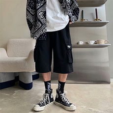 工装短裤男直筒宽松夏季运动七分休闲男裤外穿潮ins阔腿BK664-P28，男装休闲裤，星座1008-1