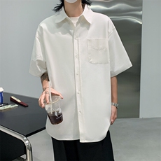 简约夏天薄款冰丝肌理感短袖衬衫时尚休闲半袖衬衣YC430P32，男装T恤，星座1013-1