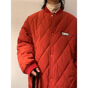 W8206 特P85 控138 菱形格压棉棒球服宽松加厚外套棉服棉衣情侣图片