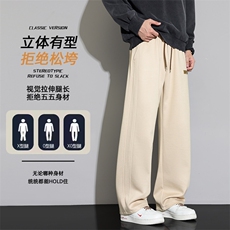 休闲裤子男士秋季2025新款宽松直筒卫裤百搭阔腿长裤Z6915-P40，男装休闲裤，星座610（原A335）