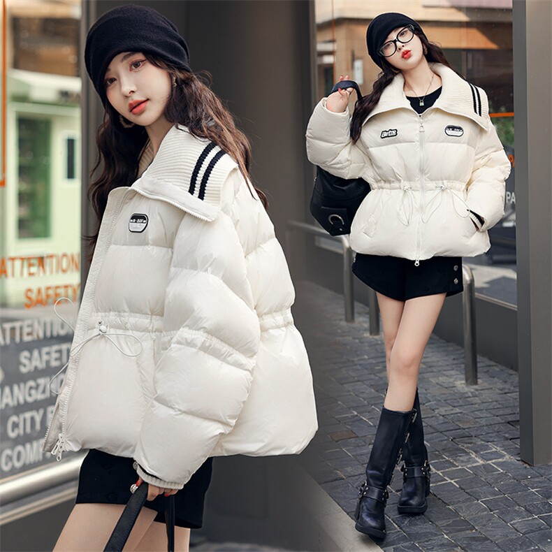短款羽绒服女冬2024新款韩系ins贴标面包服蓬松90白鸭绒外套,女装羽绒服,韩蜜菓