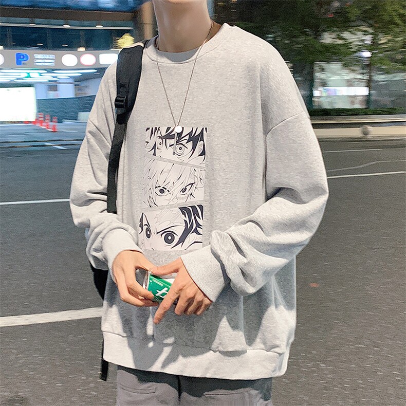 S6176-P28 加绒款-P33 秋季圆领卫衣男大码韩版宽松长袖外套图片