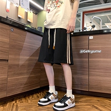 8XL-M冰丝薄款垂感撞色特大码休闲运动五分短裤DK1509P35控48，男装休闲裤，电商D206-1