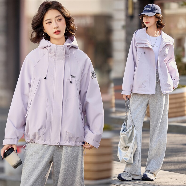 小个子短外套女2026年春季女士户外防风冲锋衣，女装短外套，悦祺