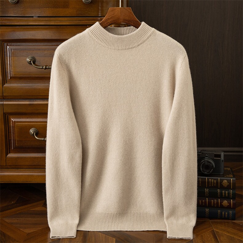 2024年秋季长袖时尚气质简约百搭羊绒衫半高领，男装羊绒套衫，绒之心羊绒