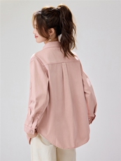 2026早春新款樱花粉工装衬衫女宽松显瘦长袖休闲衬衣温柔风韩版，女装衬衫，艾米