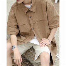 夏季薄款ins工装日系半袖衬衣外套港风短袖衬衫外套男W3264-P34，男装衬衫，星座512-2