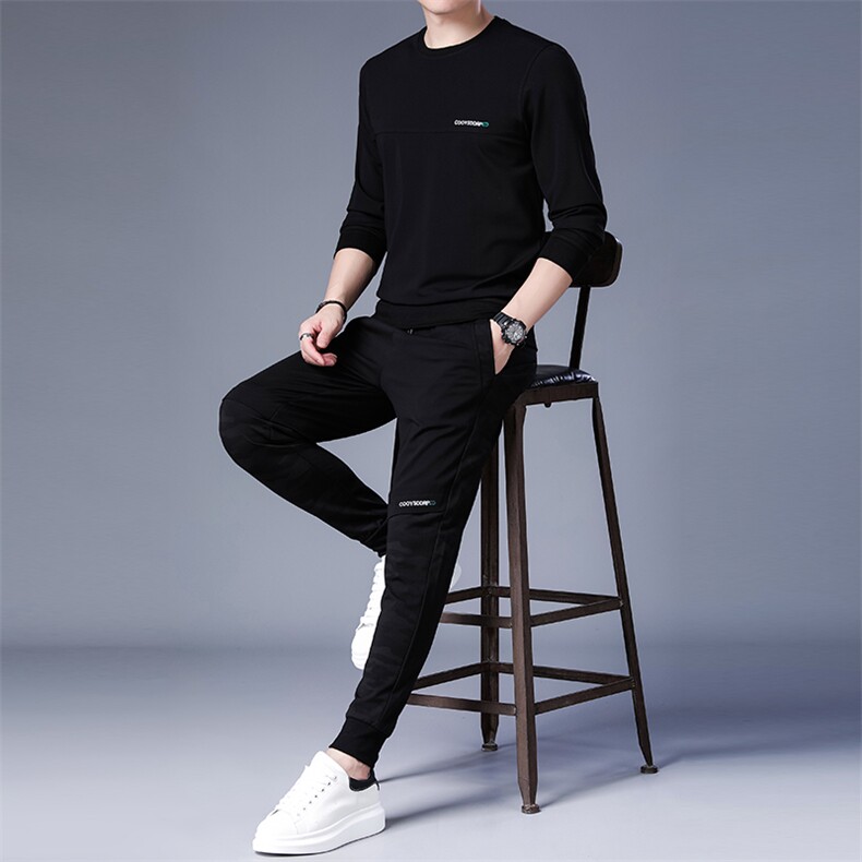 卫衣套装男士2023春季拼色百搭潮流长裤卫衣运动服外套男装两件套,男装休闲套装,电商B212（原钱塘6029）