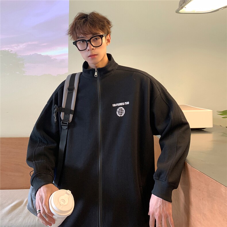 EQ01春季新款男女休闲百搭港风开衫立领夹克卫衣情侣装外套潮P70,男装夹克,电商C306-1