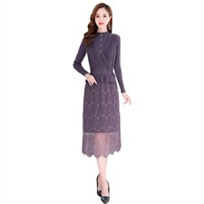 2021年秋季新款气质有女人味的貂绒两件套毛衣连衣裙，女装连衣裙，金典明美