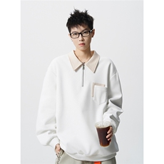 HW2510-特P45控78面布:54.2棉45.8聚酯polo领情侣卫衣宽松外套男，女装短外套，电商B370