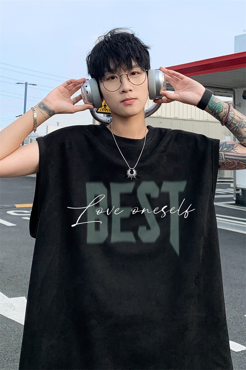 ！2025夏季新款男士潮牌麂皮绒背心情侣无袖T恤TLBX02特P18,男装背心/马甲,电商B220