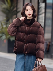 立领短款面包服羽绒服女2025冬季新款小个子加厚保暖巨好看外套，女装羽绒服，靓衣阁