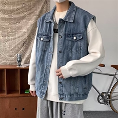 春夏潮牌牛仔工装马甲男美式高街宽松无袖坎肩背心夹克W7240-P52，男装背心/马甲，星座512-2