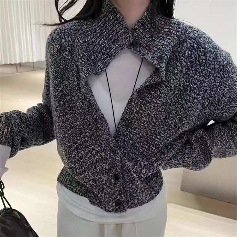 时尚韩版羊毛衫女短款宽松百搭开衫毛衣图片