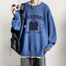 控78假两件毛衣男大码加绒针织衫男毛线衣M80256-P55加绒P70，男装针织衫/毛衣，电商A040