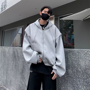 潮牌高街垫肩连帽卫衣开衫男秋冬季复古休闲外套上衣服WC440-P48图片