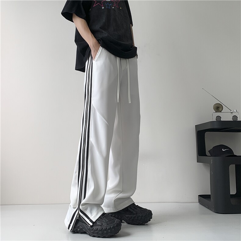 拉链可开冰丝夏季薄款直筒宽松潮牌百搭休闲裤韩版长裤P50控68,男装休闲裤,电商D205
