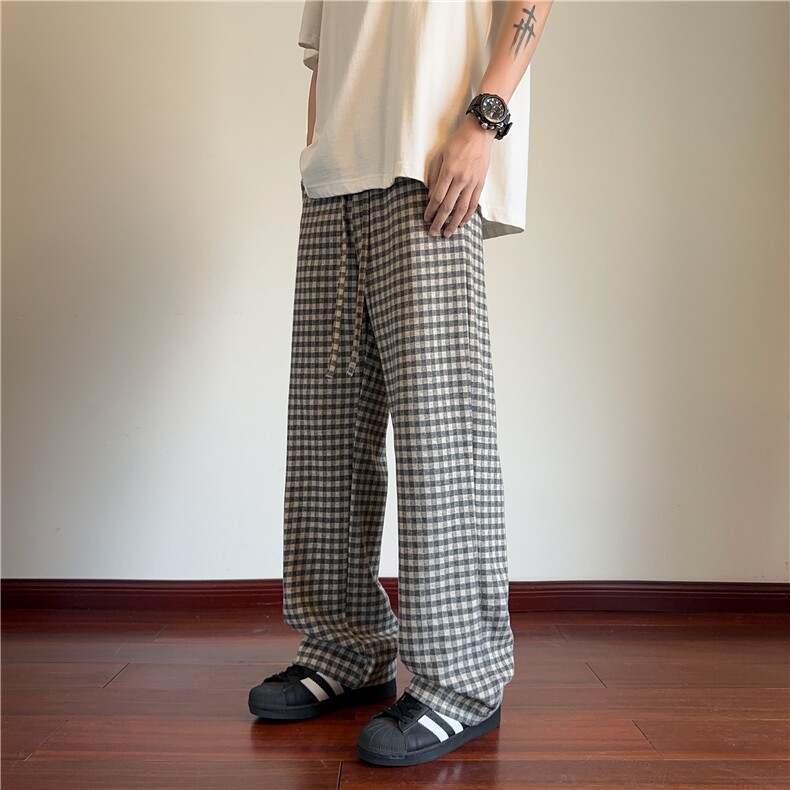 直播间2025夏季新款内景大码美式撞色格子裤K2515*P45控68,男装休闲裤,星座227-1