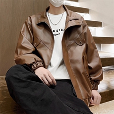 潮流新款皮衣立领皮夹克春及男士机车情侣款外套A266-PY008-P75，男装夹克，电商A266