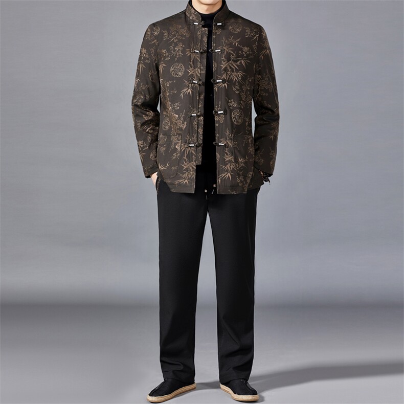 爷爷唐装男士盘扣外套中老年过寿生日结婚礼服爸爸风加绒加厚,男装民族服装,电商B212（原钱塘6029）