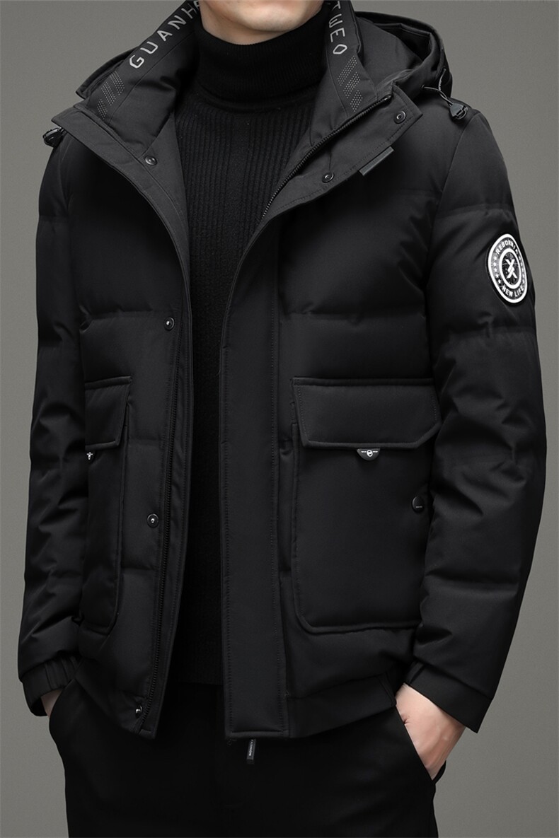 21冬装连帽宽松纯色羽绒服男士休闲保暖外套90%白鸭绒ZG2936-P270，男装羽绒服，电商B212（原钱塘6029）