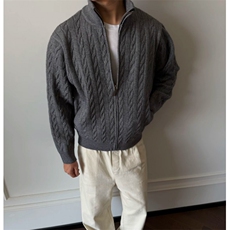 2026春装现货绞花立体感浮雕针织衫开衫H17，男装针织衫/毛衣，星座1212