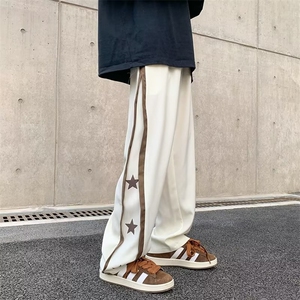 垂感裤子男夏季美式高街潮牌条纹直筒阔腿休闲运动长裤HA122-P40图片