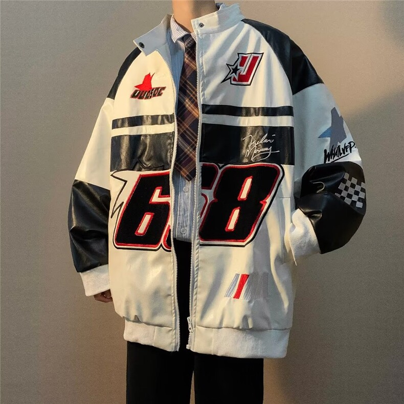 美式嘻哈赛车服机车夹克情侣时尚防风骑行外套W9208P80,男装夹克,星座1116-2