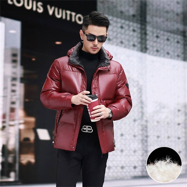 新款防水90绒黑金羽绒服外套男士秋冬季时尚休闲拆卸帽羽绒服大衣,男装羽绒服,钱塘723